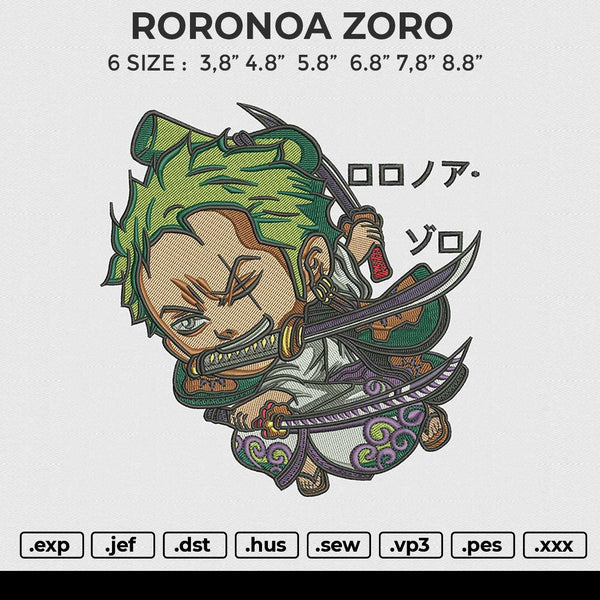 RORONOA ZORO Embroidery File 6 size