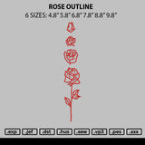 Rose Outline Embroidery File 6 sizes