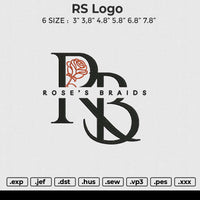 RS logo Embroidery File 6 size