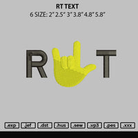 Rt Text Embroidery File 6 sizes