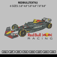 Redbulltext02 Embroidery File 6 sizes