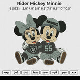 Rider Mickey Minnie Embroidery File 6 size
