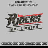 Riderstext2201 Embroidery File 6 sizes