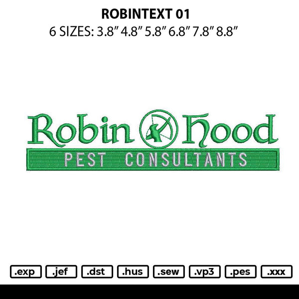 Robintext 01 Embroidery File 6 sizes