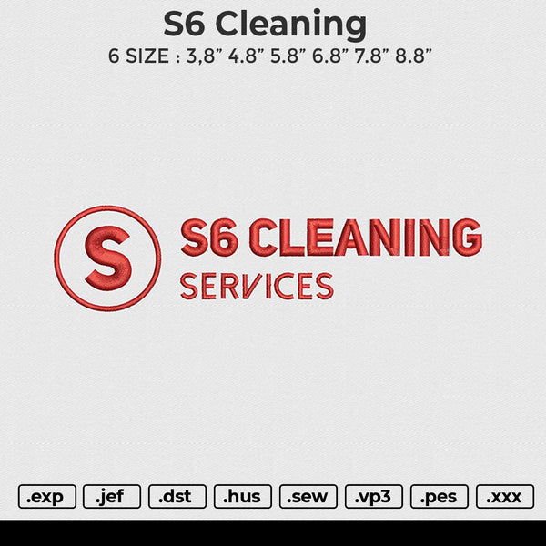 S6 cleaning Embroidery File 6 size