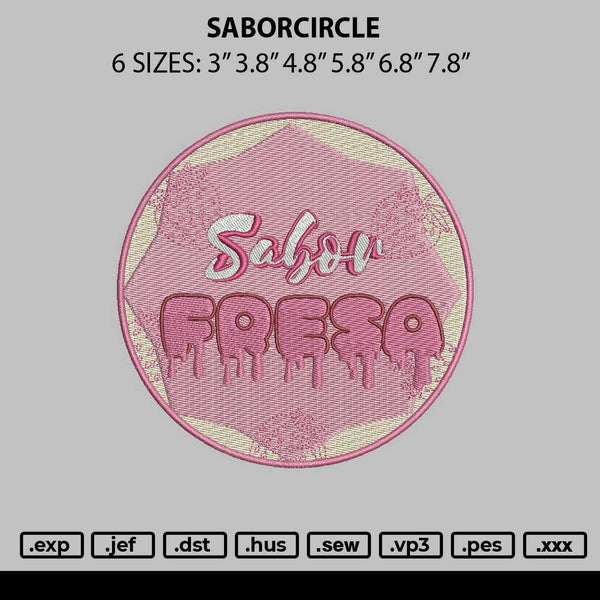 Saborcircle Embroidery File 6 sizes