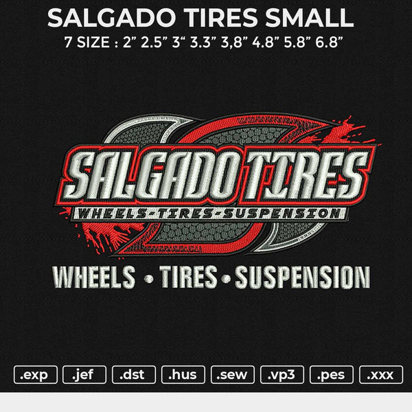 SALGADO TIRES SMALL Embroidery File 6 size