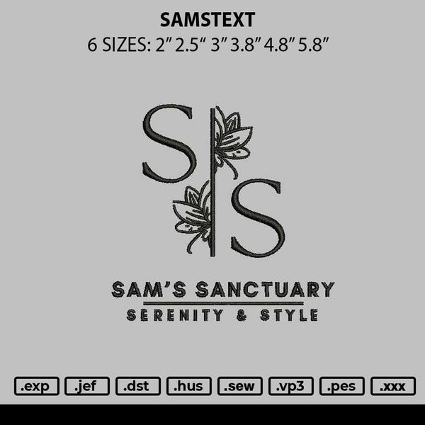 Samstext Embroidery File 6 sizes