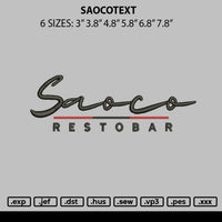 Saocotext Embroidery File 6 sizes