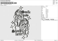 SCREAM SMILE NOW Embroidery File 6 size