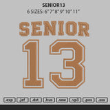 Senior13 Embroidery File 6 sizes