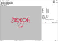 Senior25 Embroidery File 6 sizes