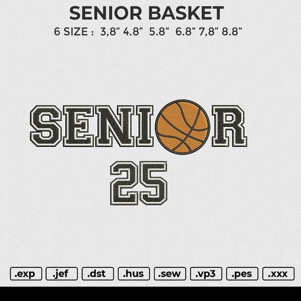 SENIOR BASKET Embroidery File 6 size