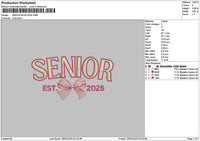 Senior Bow 25 Embroidery File 6 sizes