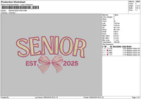 Senior Bow 25 Embroidery File 6 sizes