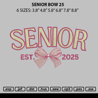 Senior Bow 25 Embroidery File 6 sizes