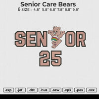 Senior Care Bears Embroidery File 6 size