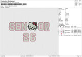 SENIOR HELO KITY 26 Embroidery File 6 size