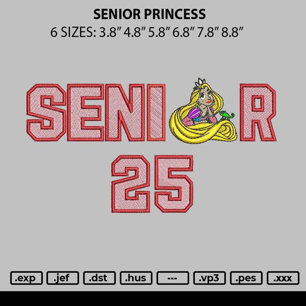 Senior Princess Embroidery File 6 sizes