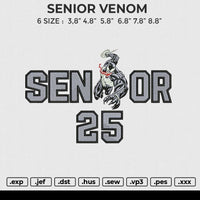SENIOR VENOM Embroidery File 6 size