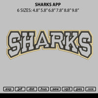 Sharks App Embroidery File 6 sizes