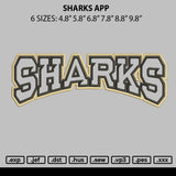 Sharks App Embroidery File 6 sizes