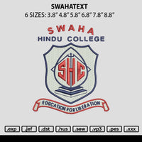 Swahatext Embroidery File 6 sizes