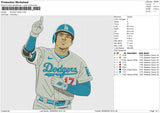 SHOHEI Ohtani Embroidery File 6 size