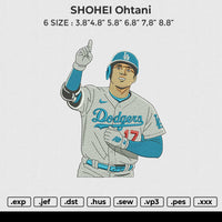 SHOHEI Ohtani Embroidery File 6 size