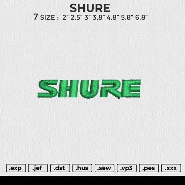 SHURE Embroidery File 6 size