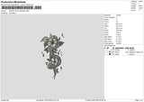 SNAKE ON FLOWERS Embroidery File 6 size