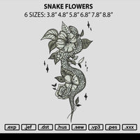 SNAKE ON FLOWERS Embroidery File 6 size