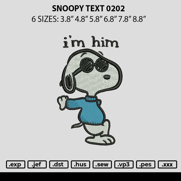 Snoopy Text 0202 Embroidery File 6 sizes
