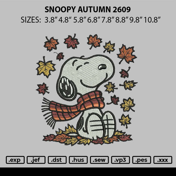 Snoopy Autumn 2609 Embroidery File 6 sizes