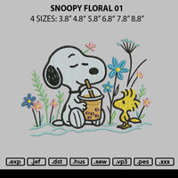Snoopy Floral 01 Embroidery File 6 sizes