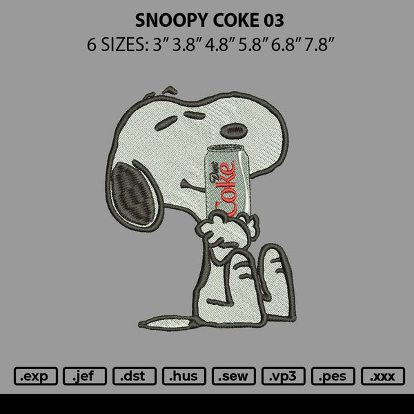 Snoopy Coke 03 Embroidery File 6 sizes