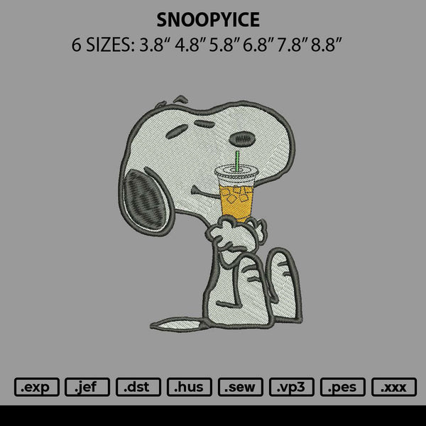 Snoopyice Embroidery File 6 sizes