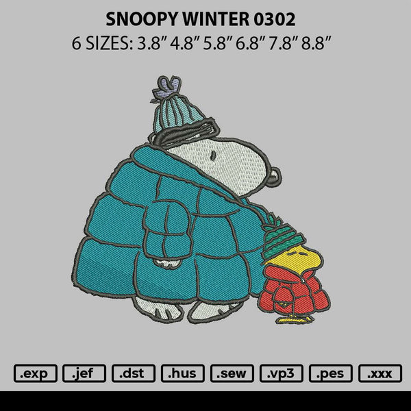 Snoopy Winter 0302 Embroidery File 6 sizes