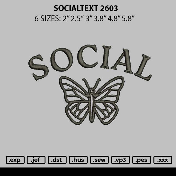Socialtext Embroidery File 6 sizes