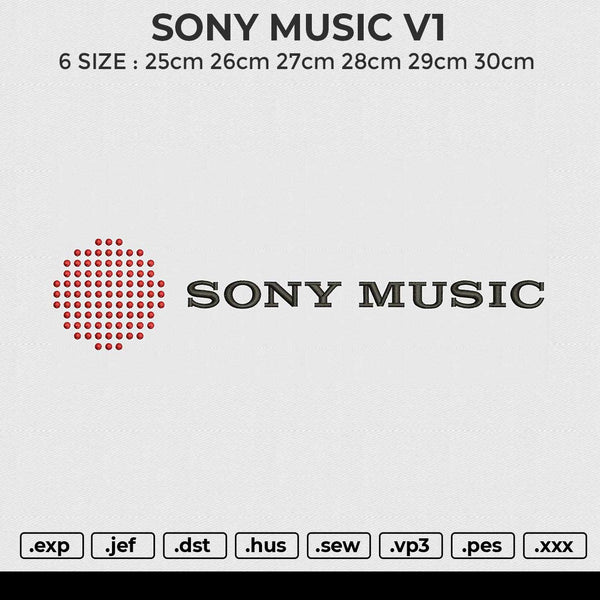 SONY MUSIC V1 Embroidery File 6 size