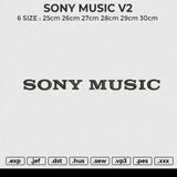 SONY MUSIC V2 Embroidery File 6 size