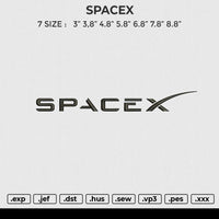 SPACEX Embroidery File 6 size