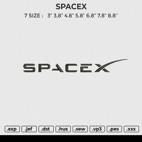 SPACEX Embroidery File 6 size