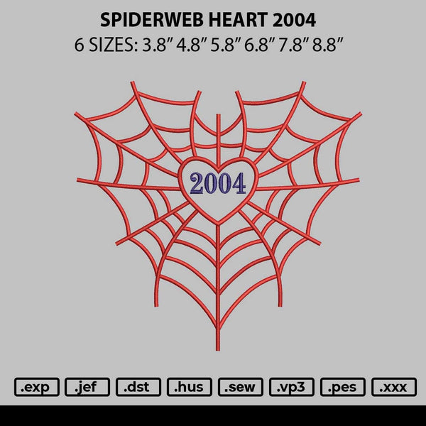 Spider Web Heart 2004 Embroidery File 6 sizes