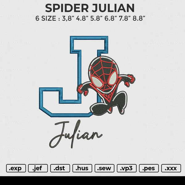 SPIDER JULIAN Embroidery File 6 size