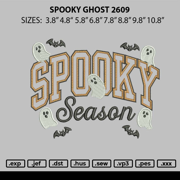 Spooky Ghost 2609 Embroidery File 6 sizes