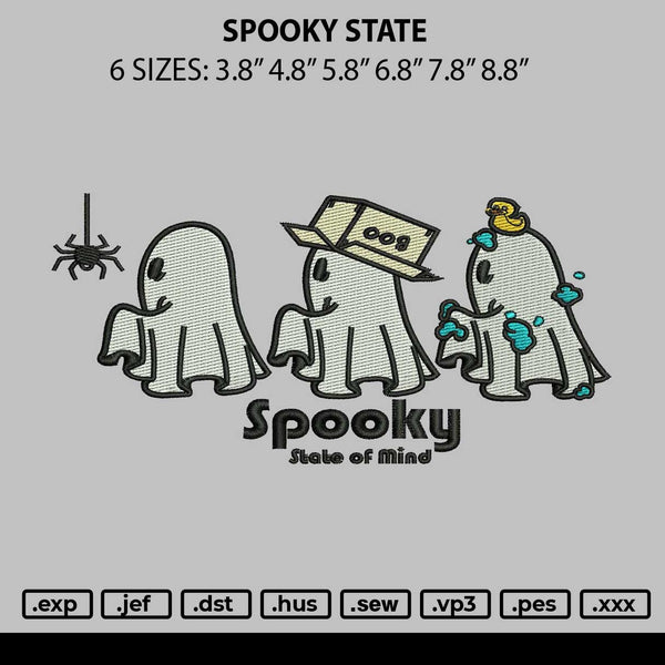 Spooky State Embroidery File 6 sizes