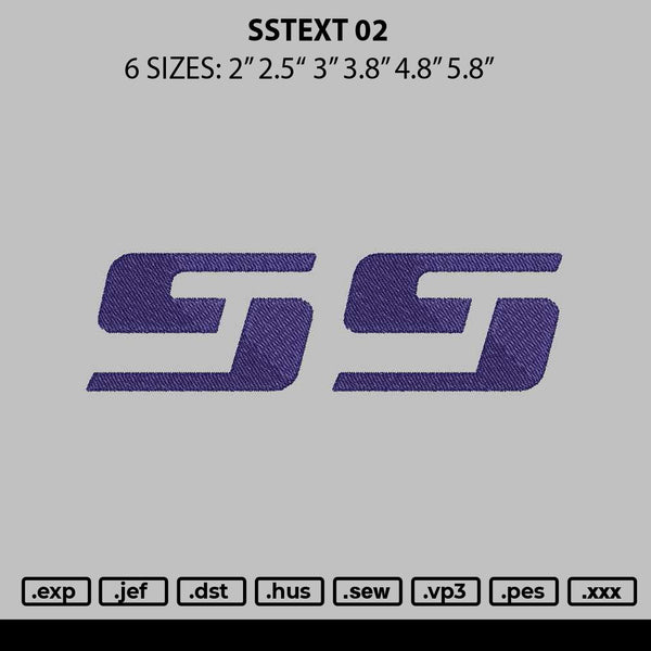 Sstext 02 Embroidery File 6 sizes