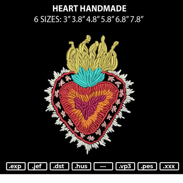 Heart Handmade Embroidery File 6 sizes