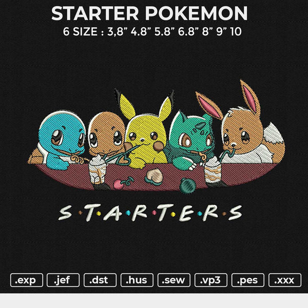 STARTER POKEMON Embroidery File 6 size